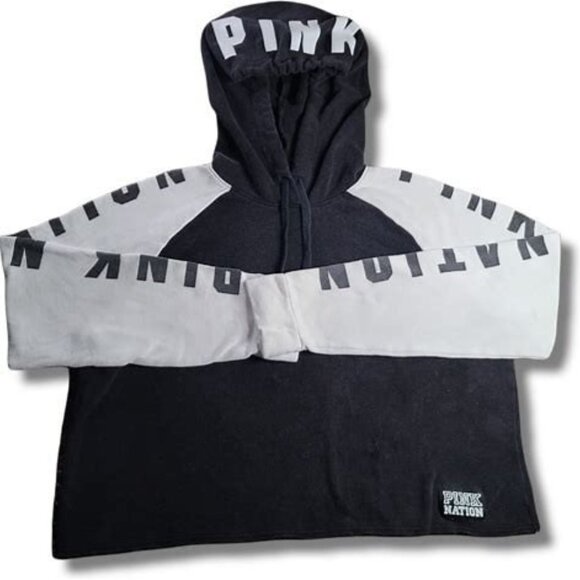 Victoria's Secret Black & White Cropped Hoodie Small - Picture 1 of 10